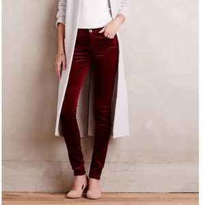 Velvet stretch pants short length
